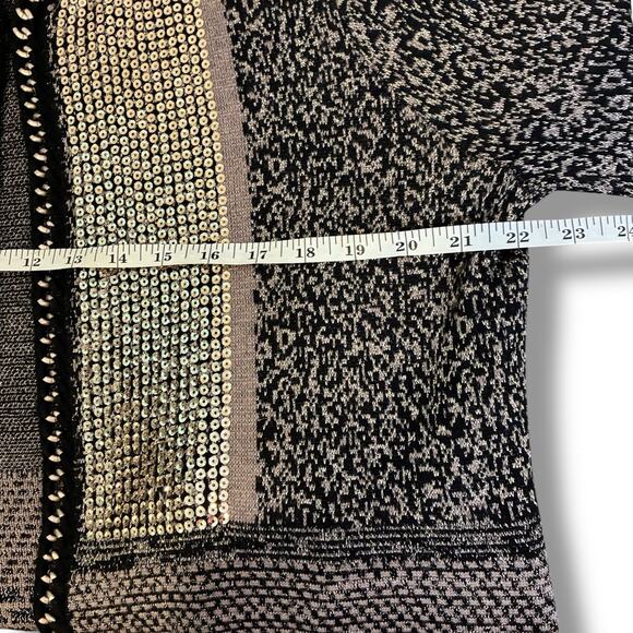 Chico’s Cardigan Size 2 (Large) Sequin Mixed Media Metal Chain Link Neckline - Picture 6 of 7